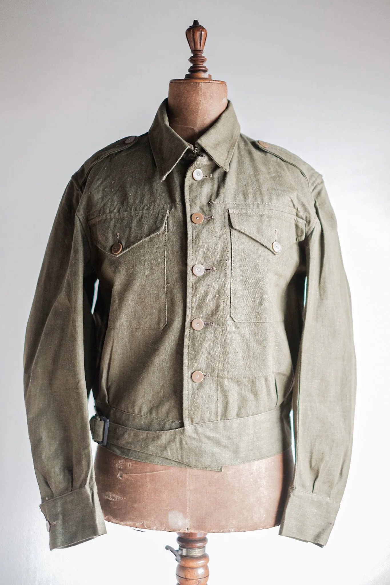 [~ 50's] British Army Green Denim Battle Dress Veste Taille.7 