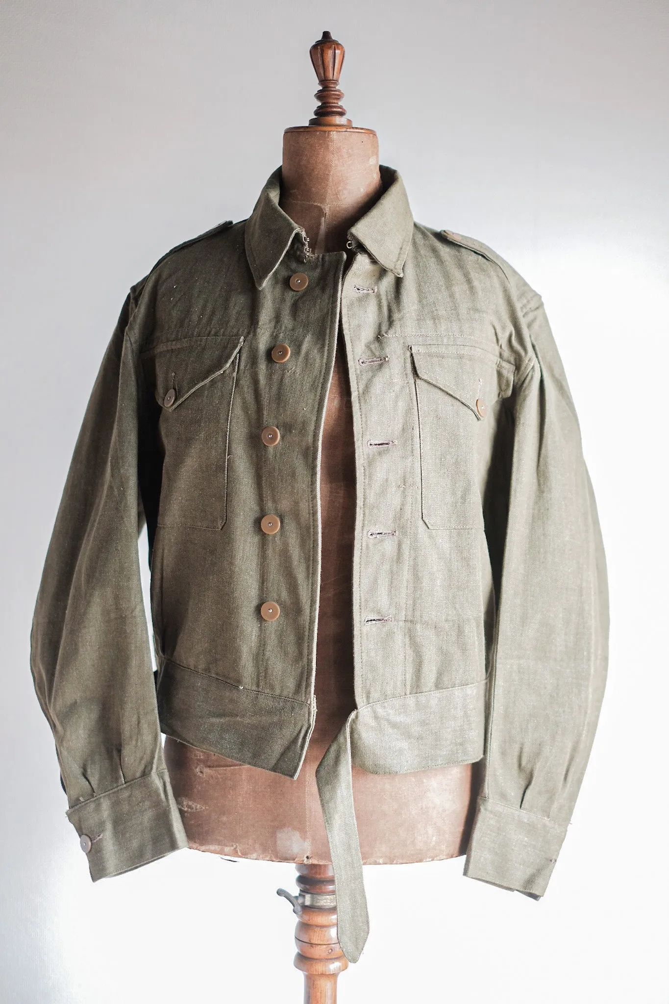 [~ 50's] British Army Green Denim Battle Dress Veste Taille.7 