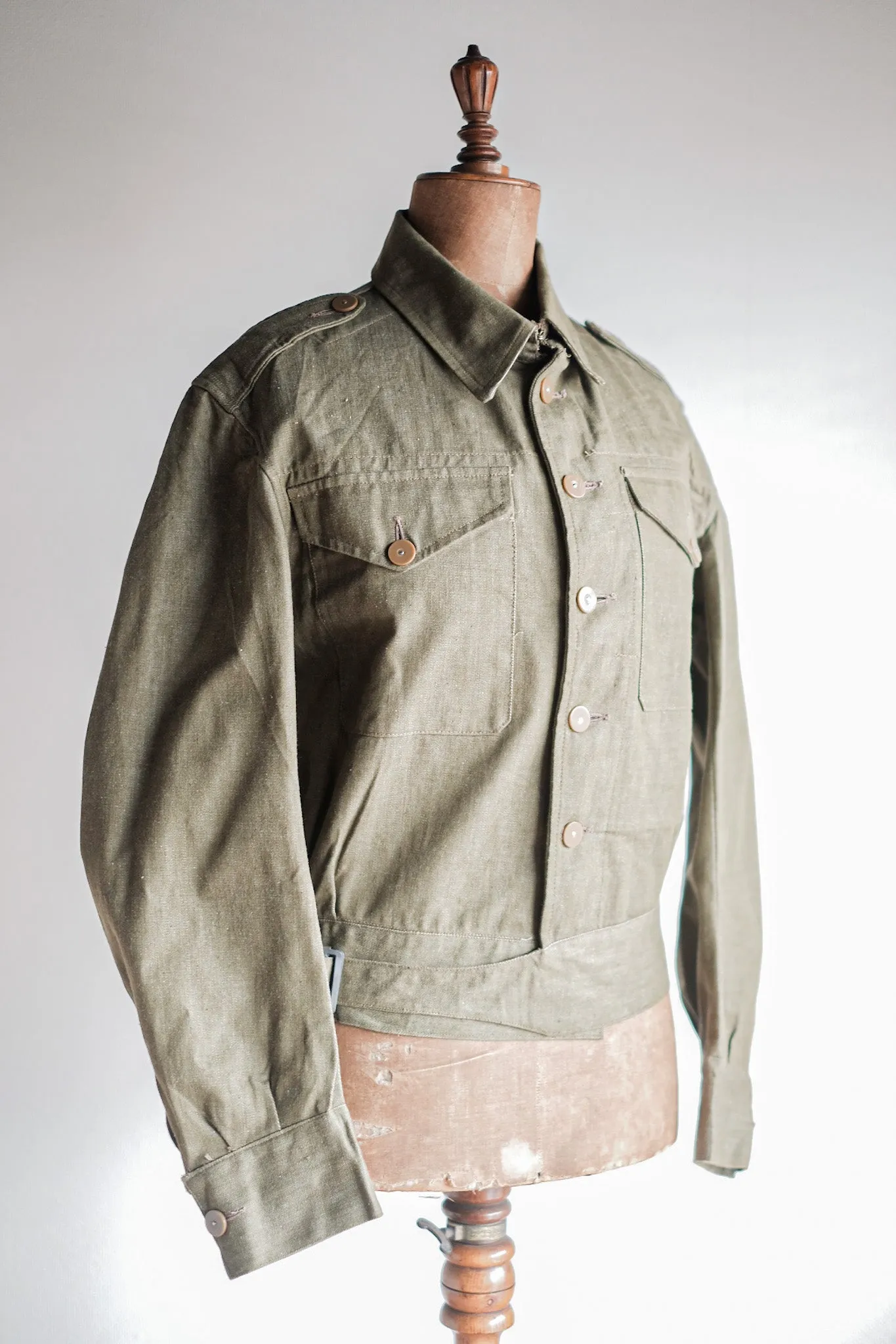 [~ 50's] British Army Green Denim Battle Dress Veste Taille.7 