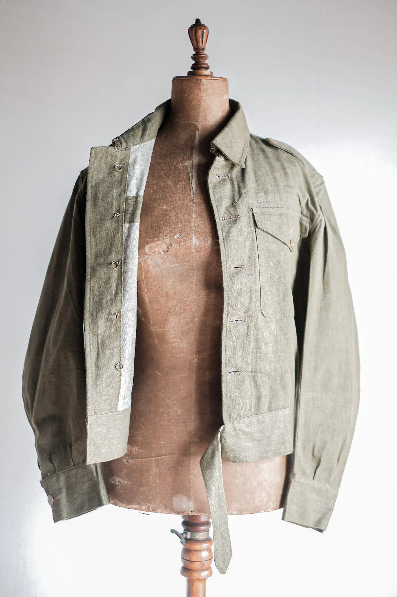 [~ 50's] British Army Green Denim Battle Dress Veste Taille.7 