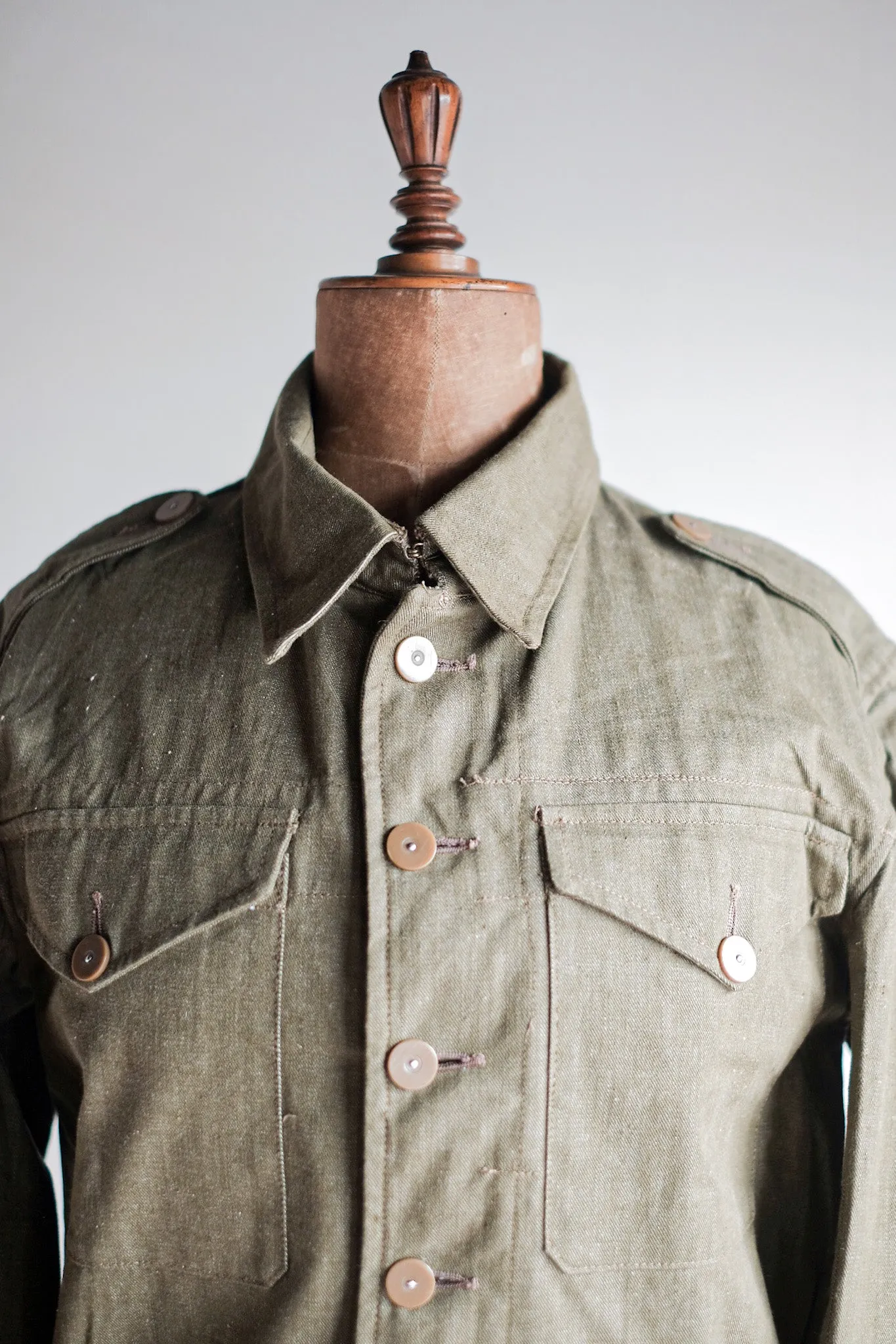 [~ 50's] British Army Green Denim Battle Dress Veste Taille.7 