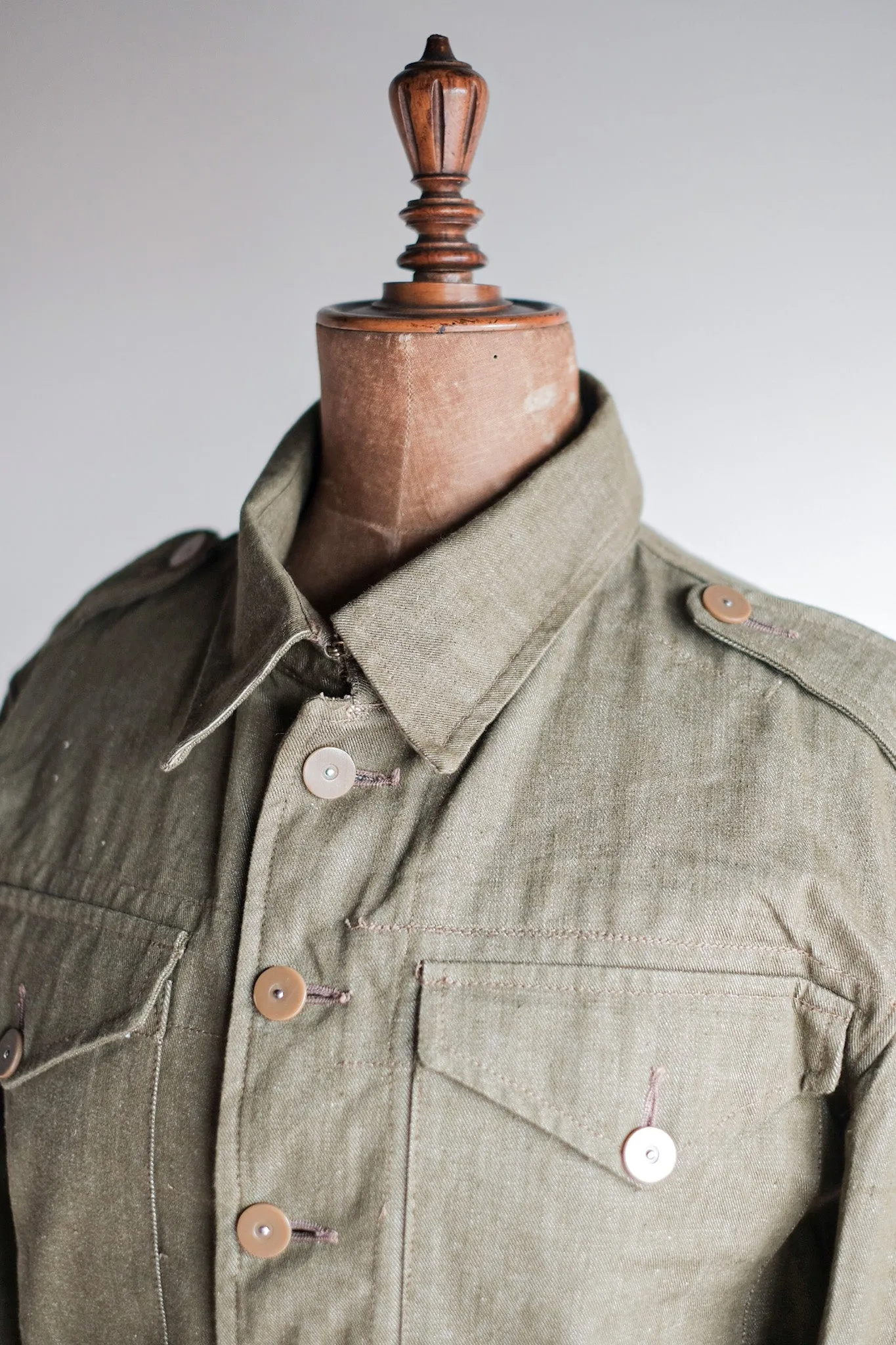 [~ 50's] British Army Green Denim Battle Dress Veste Taille.7 