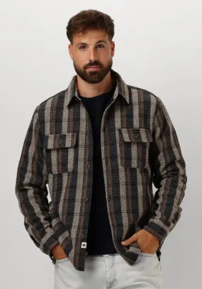 anerkjendt surchemise akoscar check overshirt gris foncé