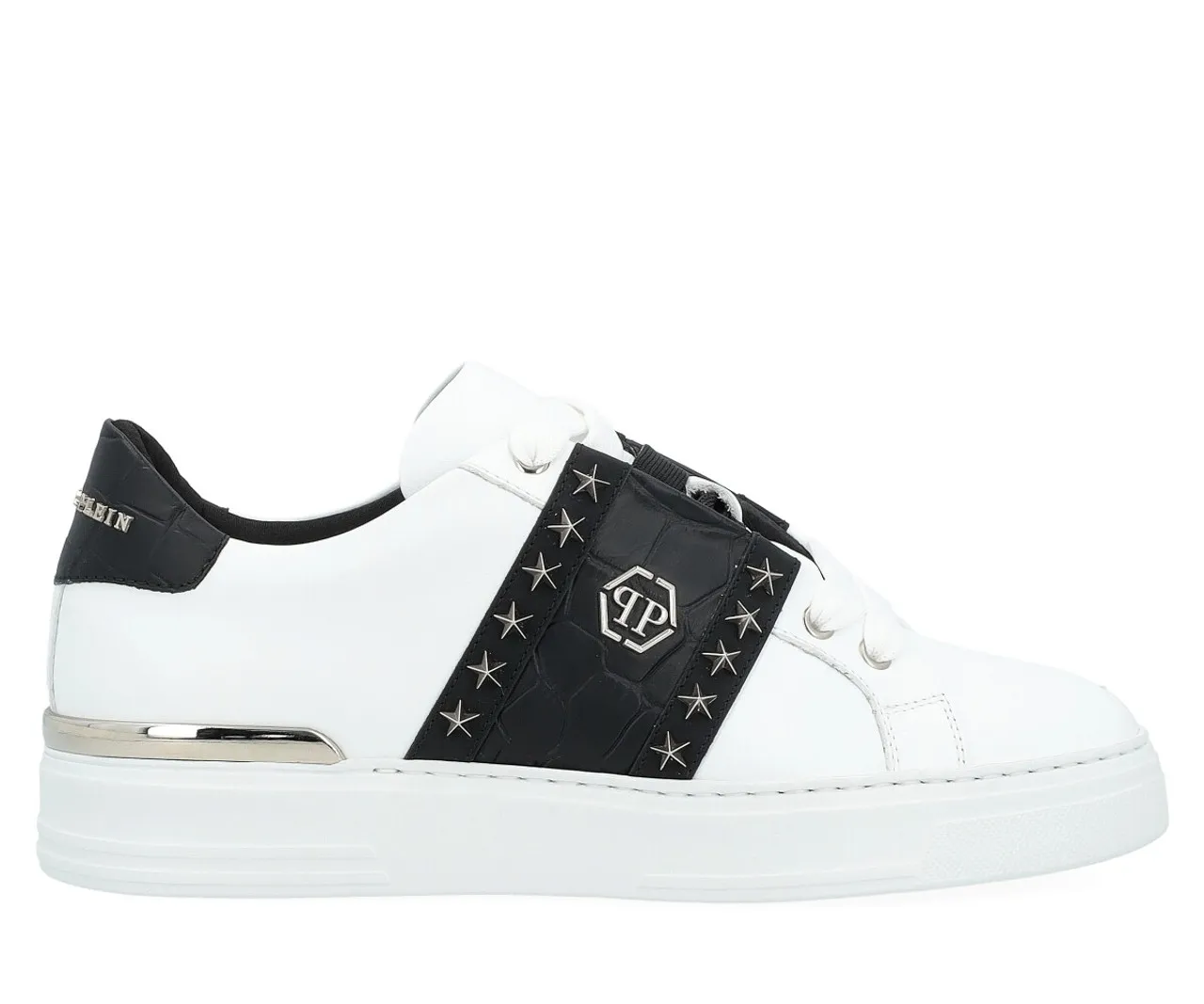 Baskets  Philipp Plein Lo-Top en cuir noir et blanc