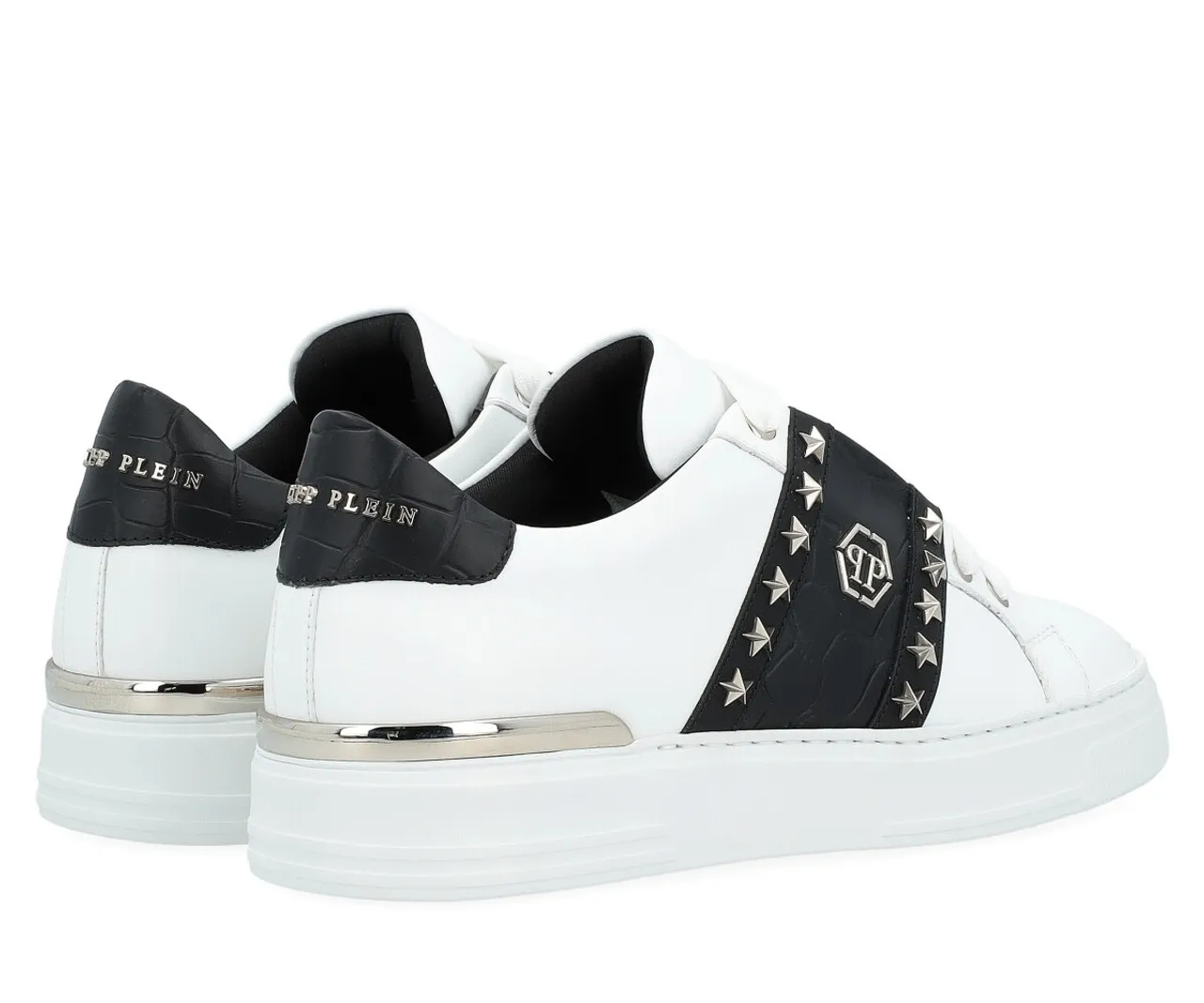 Baskets  Philipp Plein Lo-Top en cuir noir et blanc