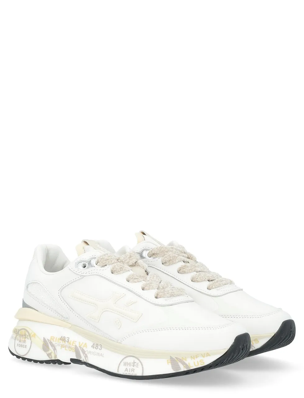 Baskets Premiata Moerund en cuir blanc et nylon