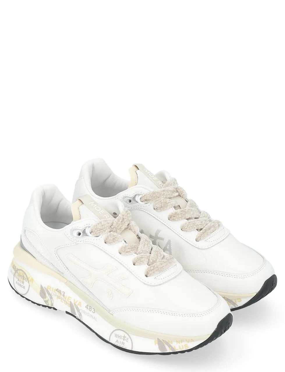 Baskets Premiata Moerund en cuir blanc et nylon