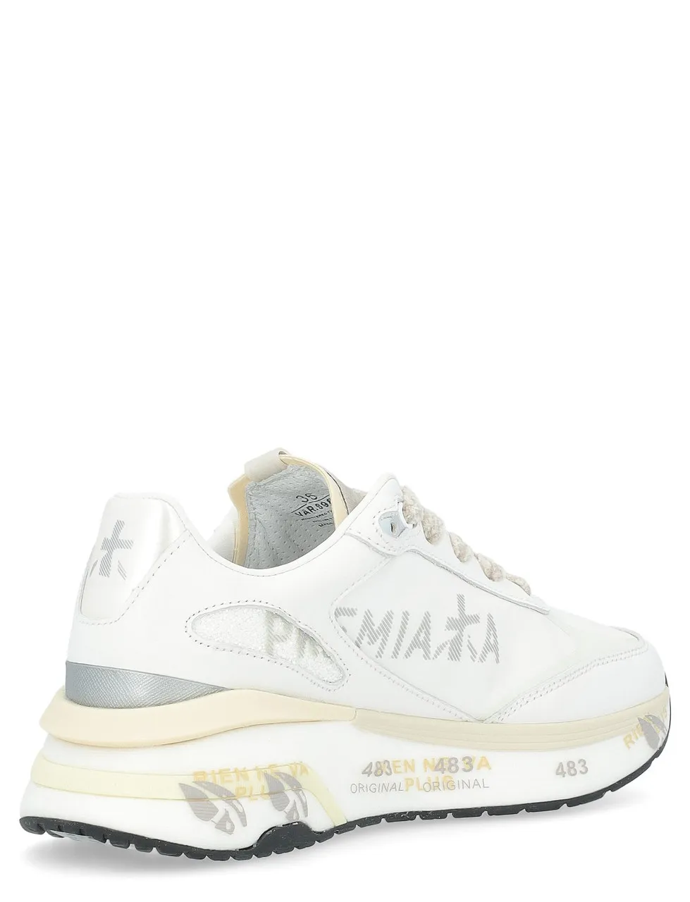 Baskets Premiata Moerund en cuir blanc et nylon