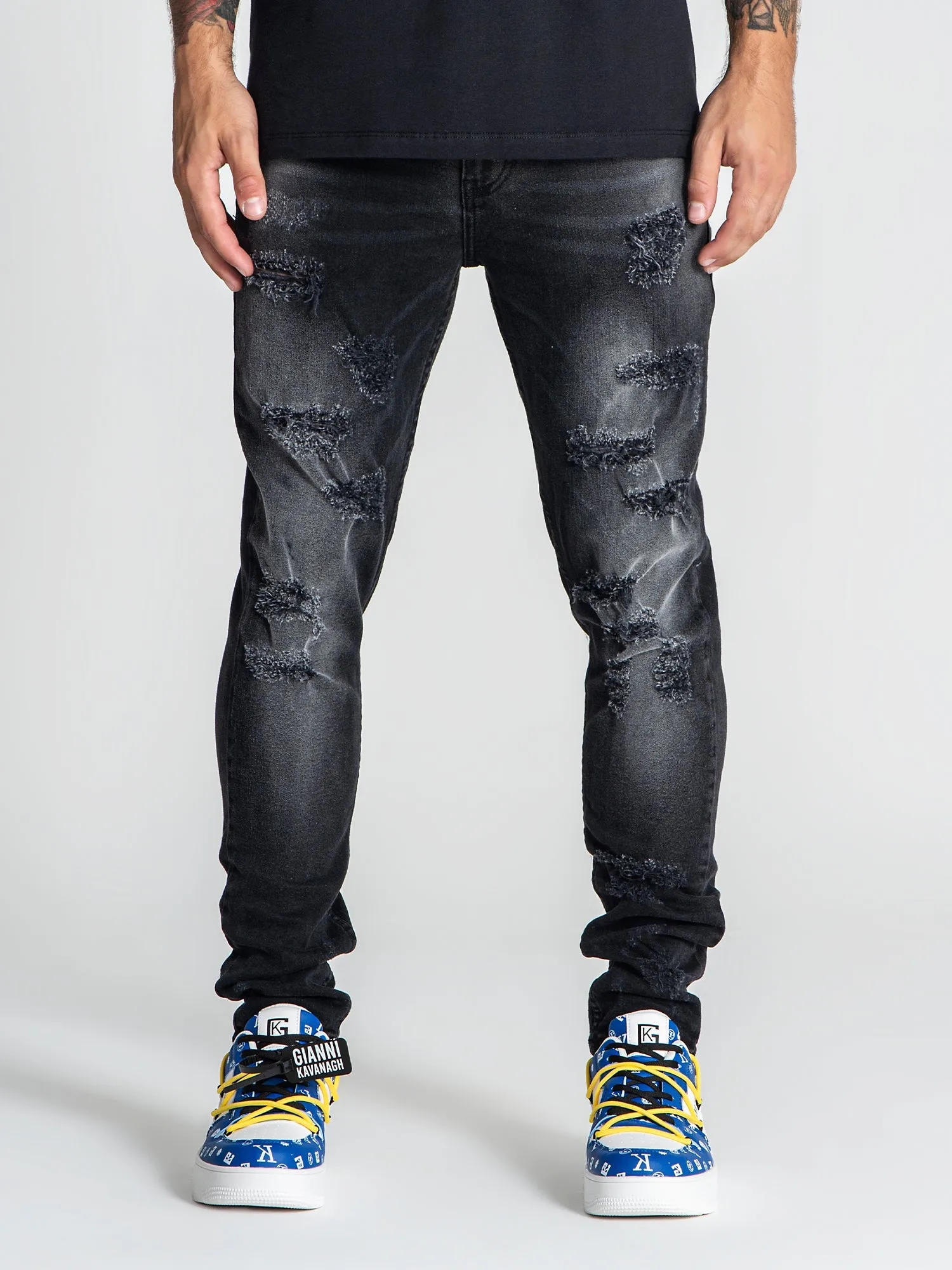 Black Destroyed Slim Fit Jeans