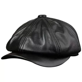 Casquette hatteras en cuir noir