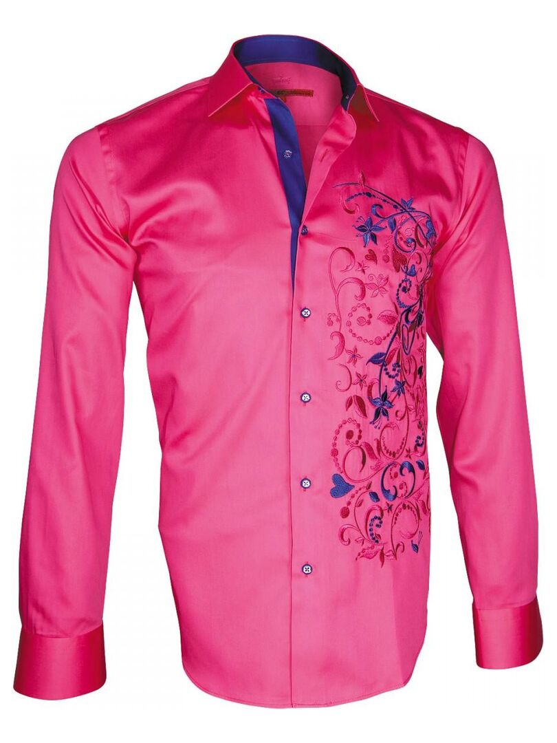 Chemise brodée FLOWERTY - Rose