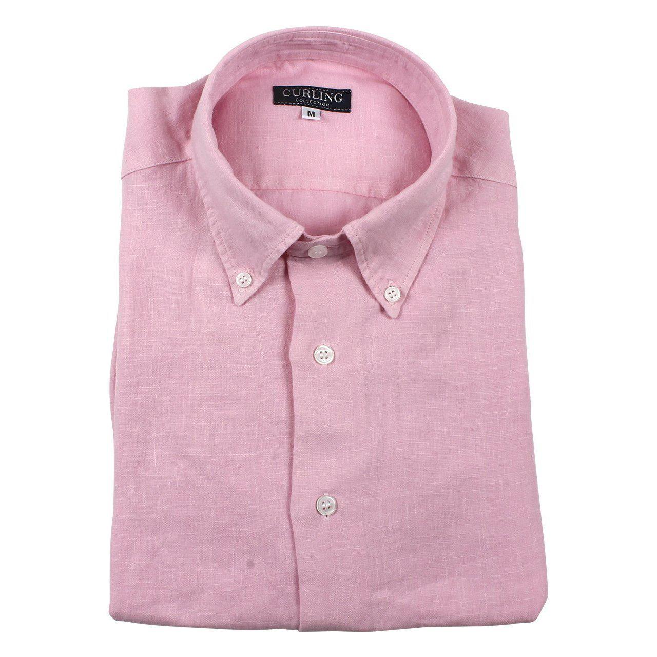 Chemise en lin manches longues - rose