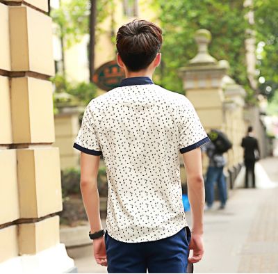 Chemise Été Manches Courtes pour Homme Motif à Feuilles