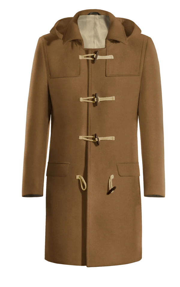 Duffle coat long camel en laine