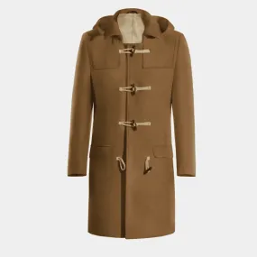 Duffle coat long camel en laine