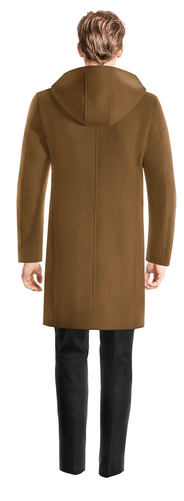 Duffle coat long camel en laine