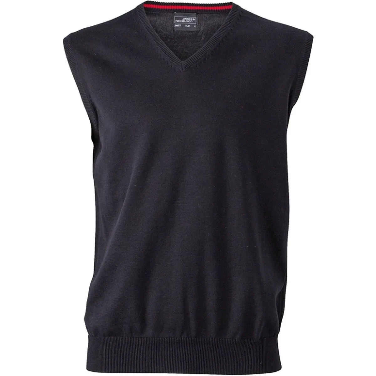 Débardeur Pull sans manche col V - HOMME - JN657 - noir 