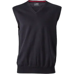 Débardeur Pull sans manche col V - HOMME - JN657 - noir 