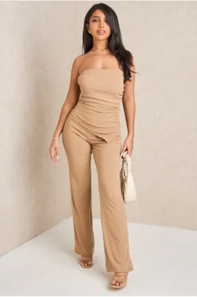 Ensemble 2 pièces top asymétrique + pantalon beige foncé