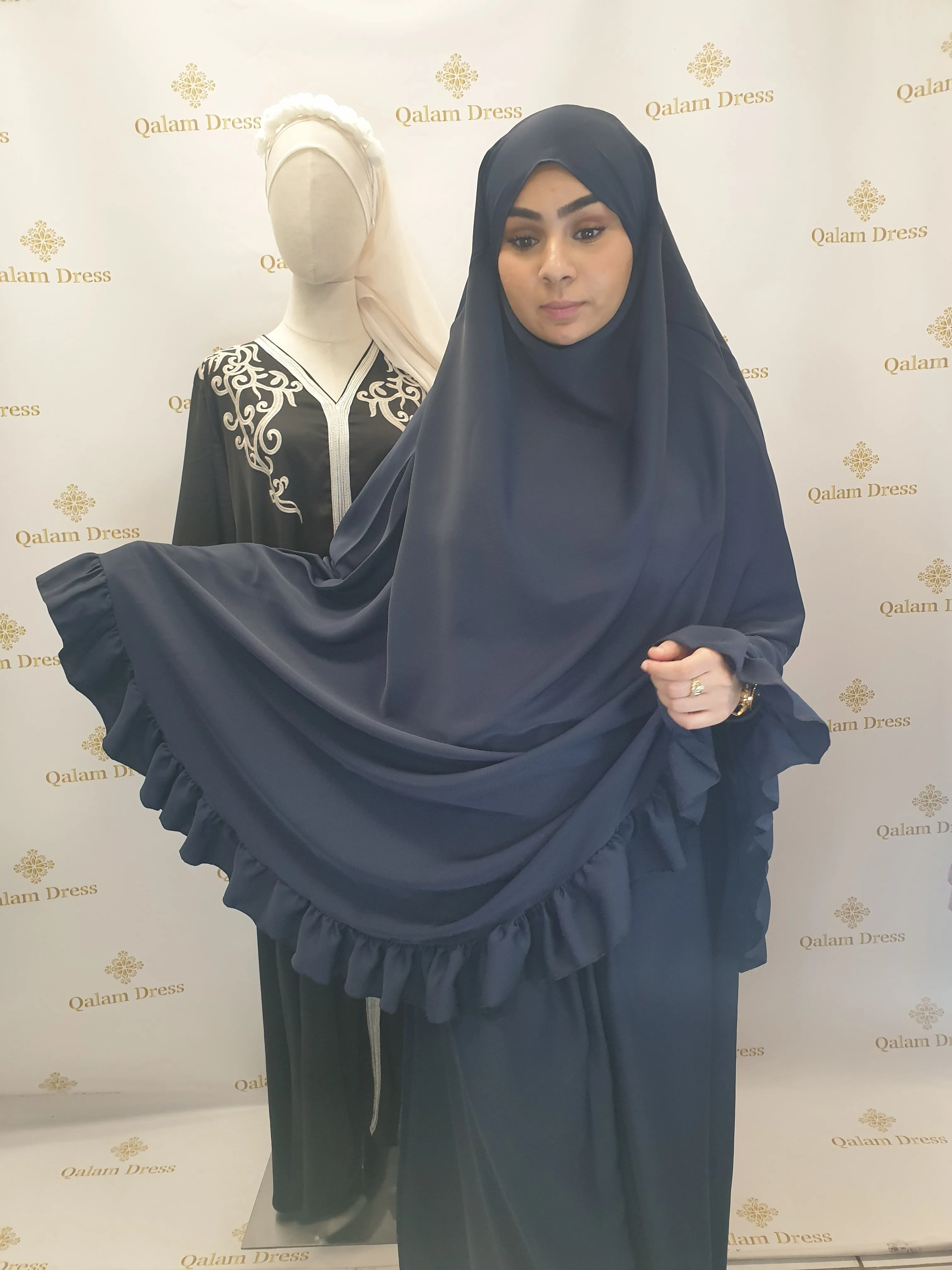 Ensemble de prière khimar + jupe volant soie de médine