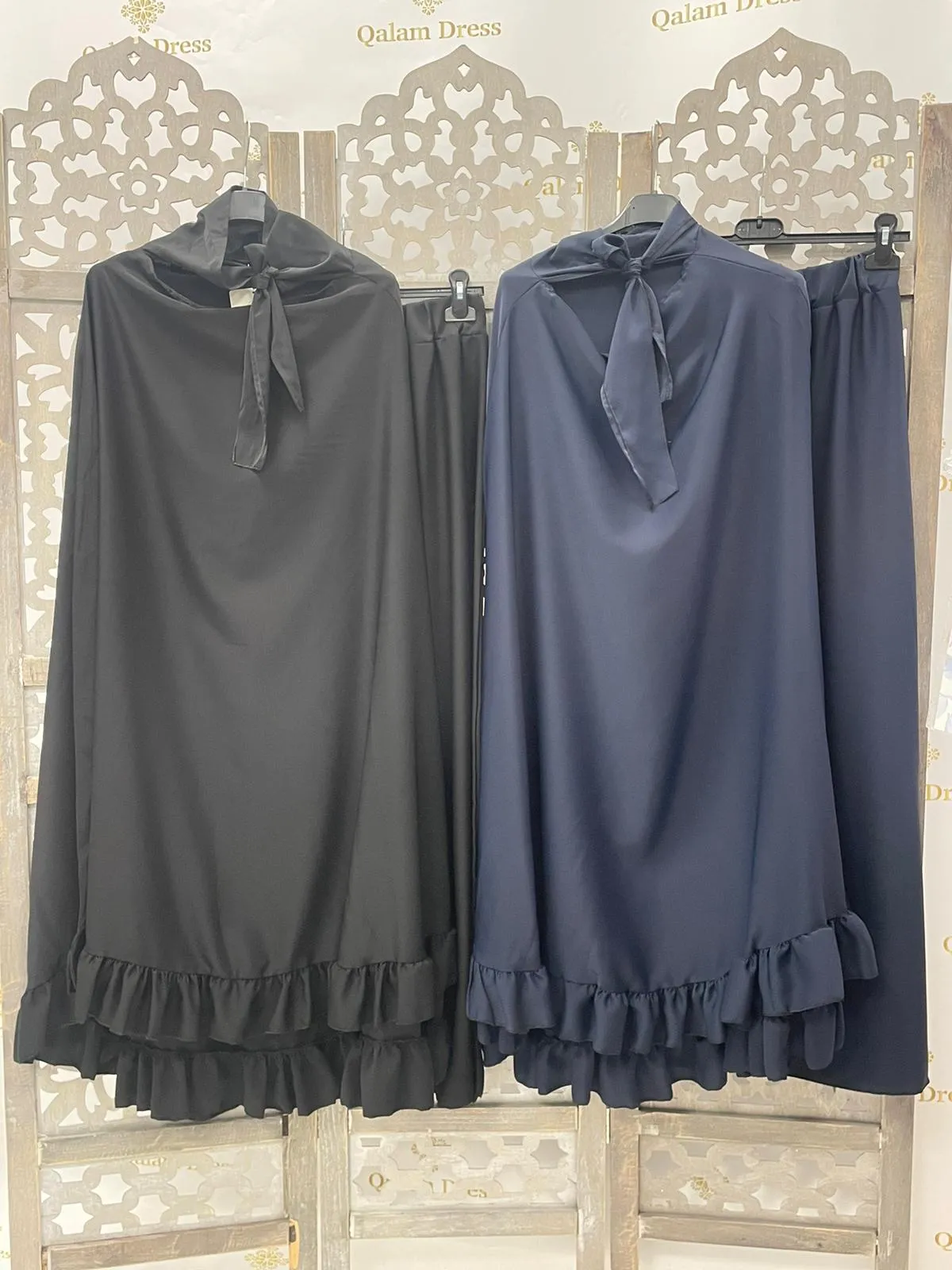 Ensemble de prière khimar + jupe volant soie de médine