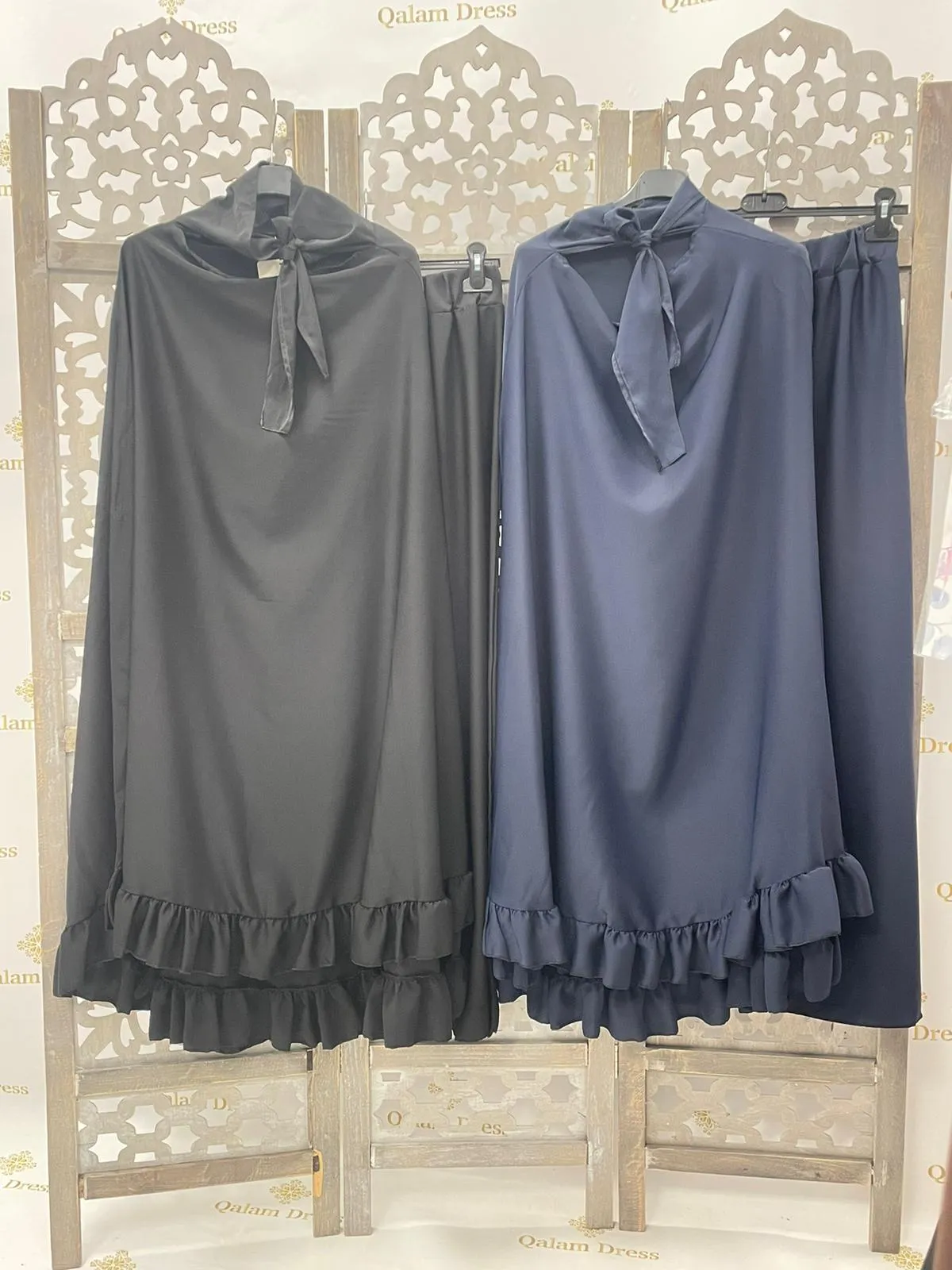 Ensemble de prière khimar + jupe volant soie de médine