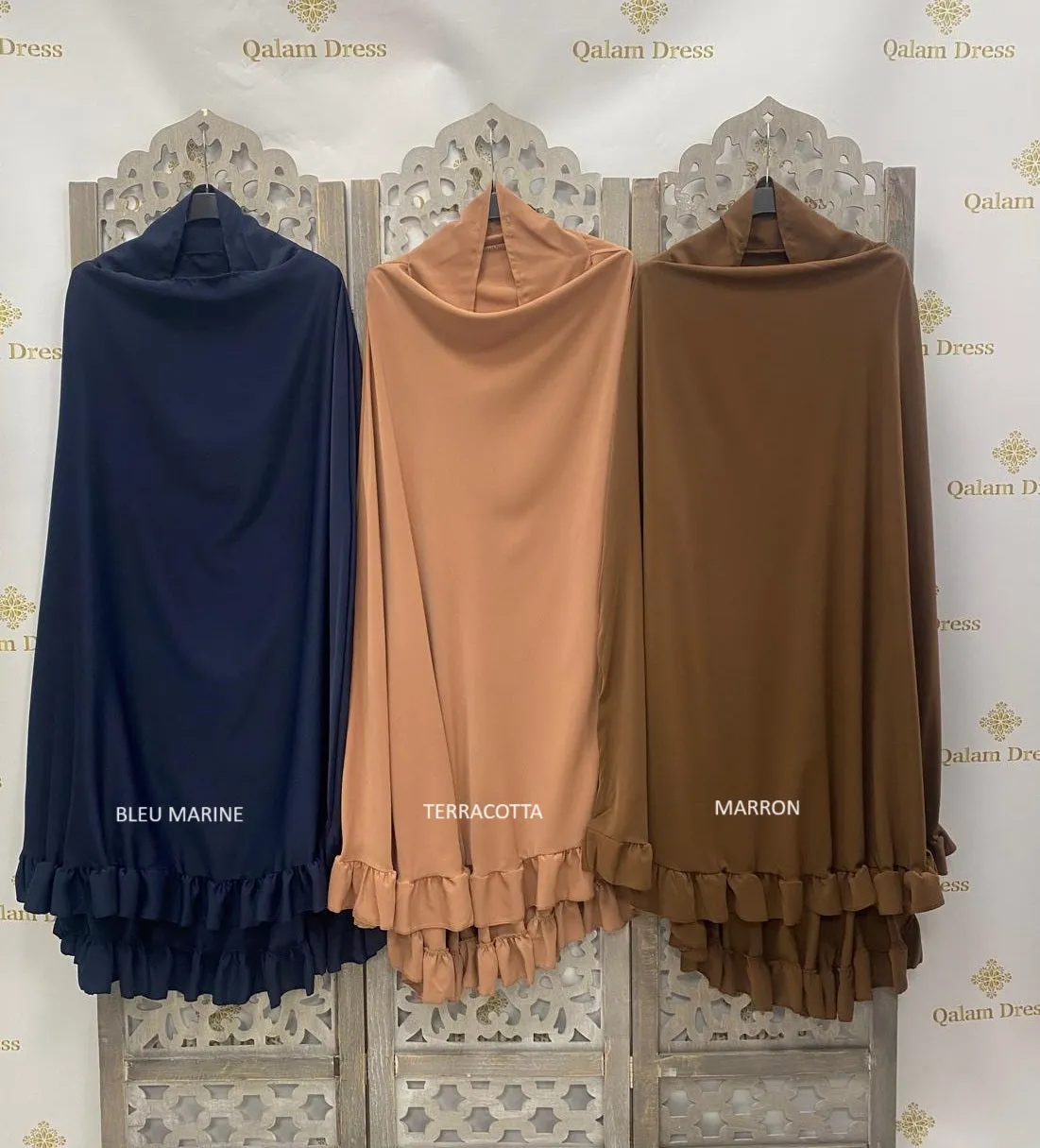 Ensemble de prière khimar + jupe volant soie de médine