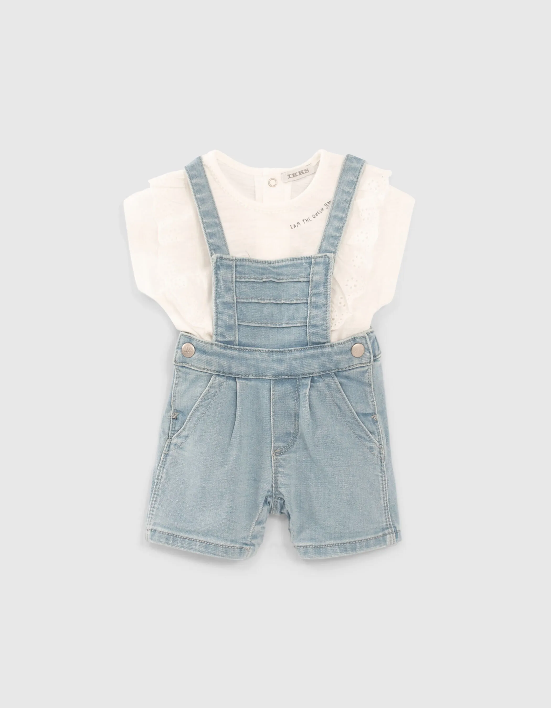 Ensemble salopette en jean et T-shirt bébé fille