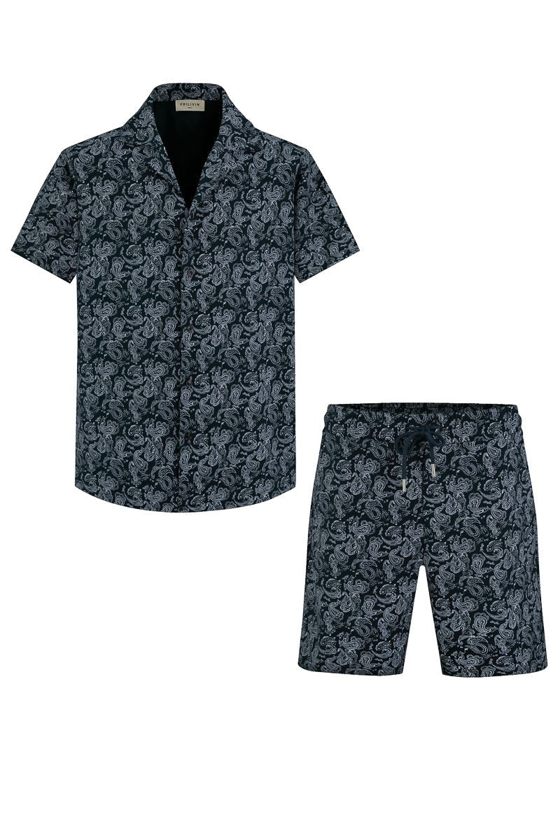 Ensemble short et chemise a motifs bandana