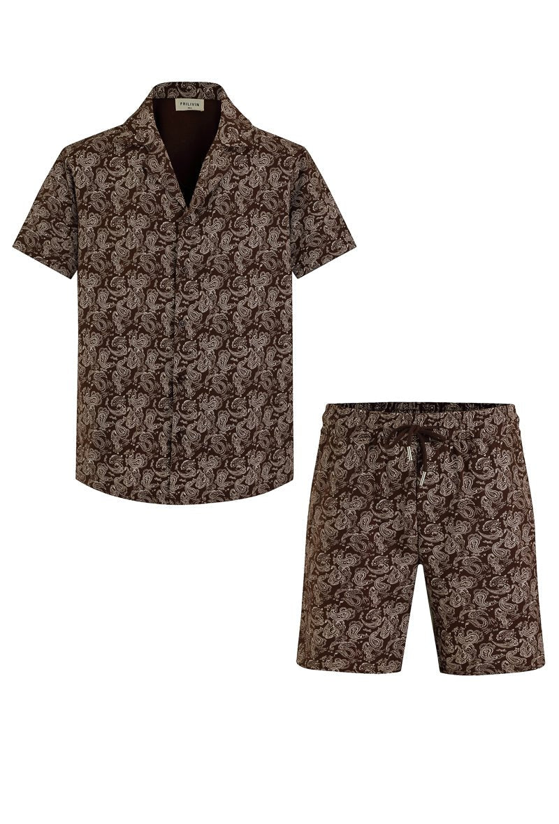 Ensemble short et chemise a motifs bandana