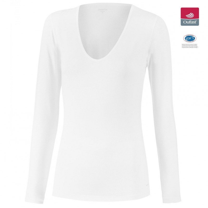 IMPETUS T-shirt Manches longues Col V Femme INNOVATION Blanc