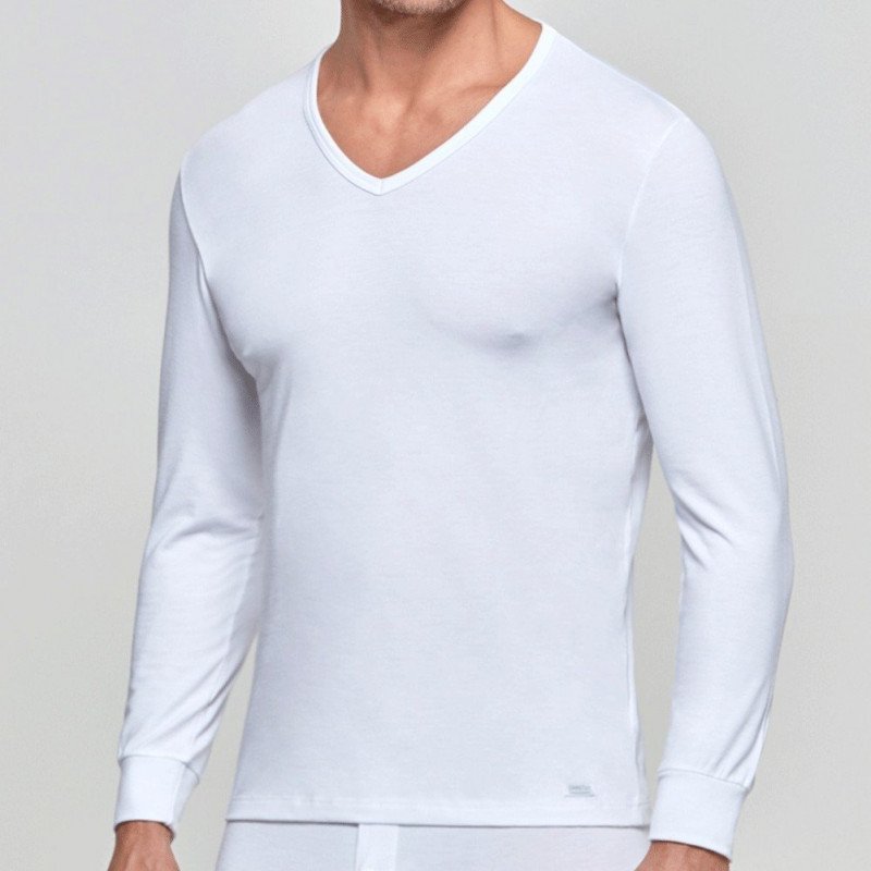 IMPETUS T-shirt manches longues Col V Homme THERMO Blanc