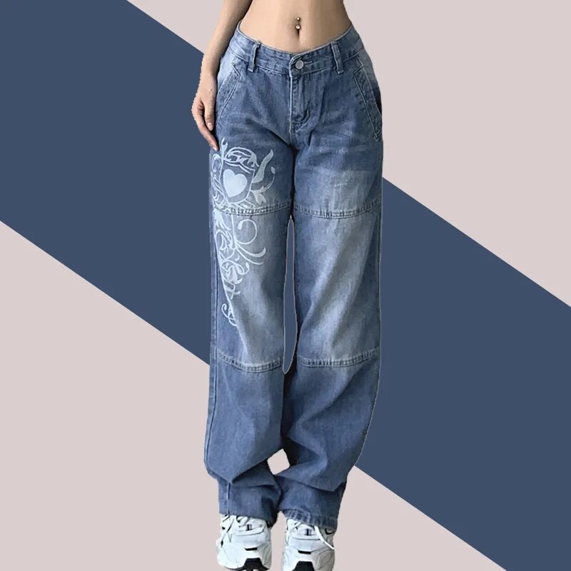 Jean Cargo imprimé Y2K pour femme Hoos