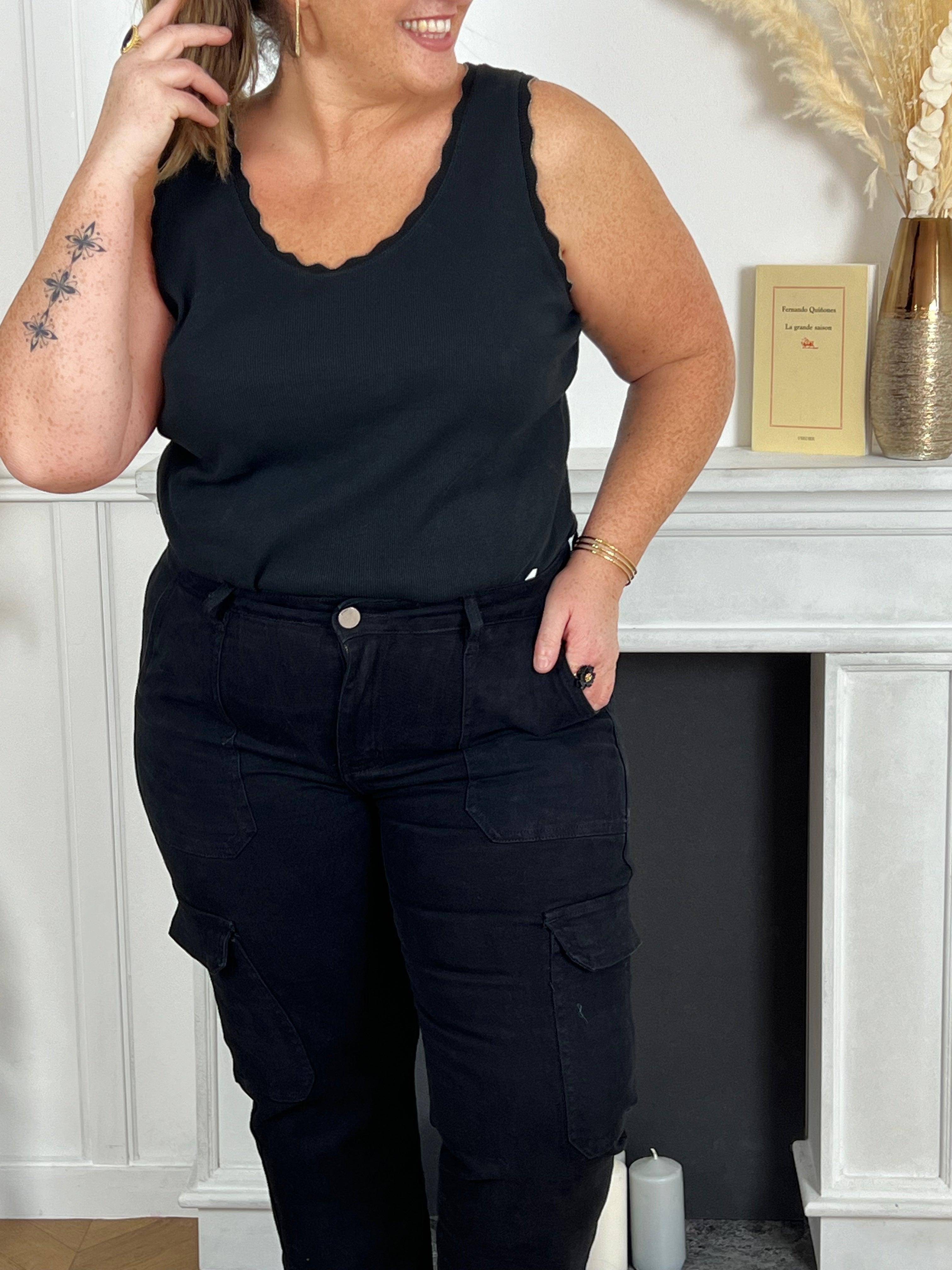 Jean cargo noir Curve : Maly