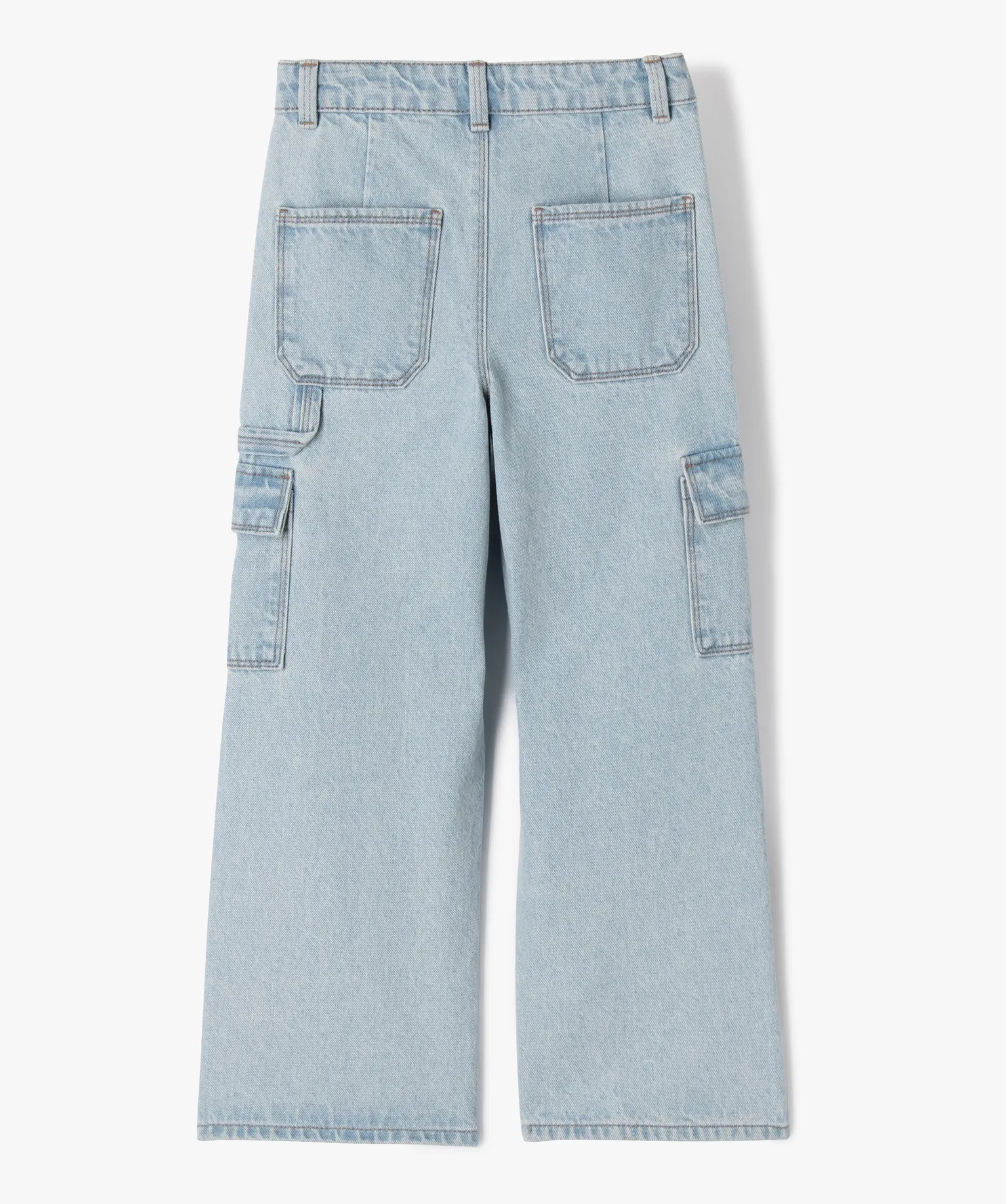 Jean Cargo Straight avec taille ajustable fille bleach