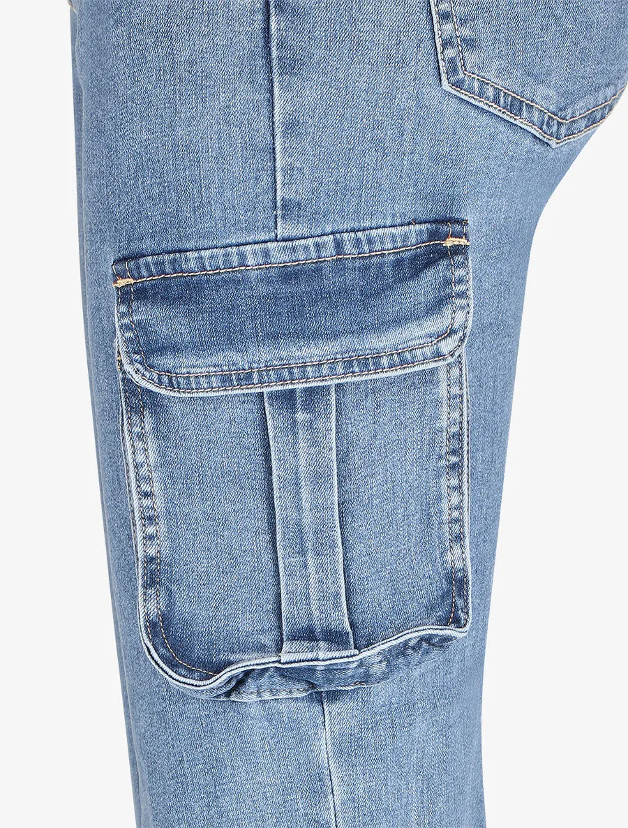 Jean cargo taille standard coupe droite - Bleu