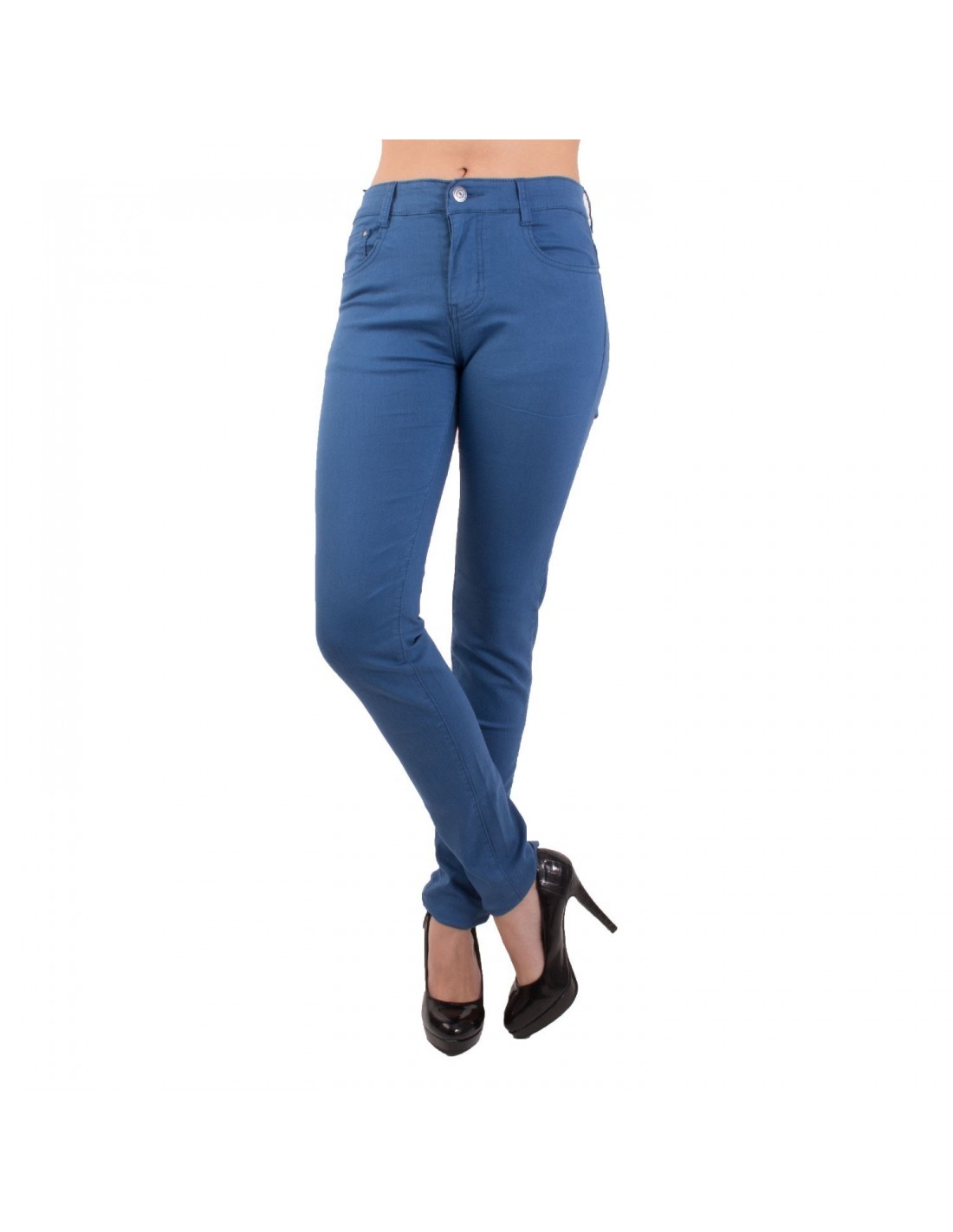 Jean femme coupe slim femme bleu roi taille haute 36-44