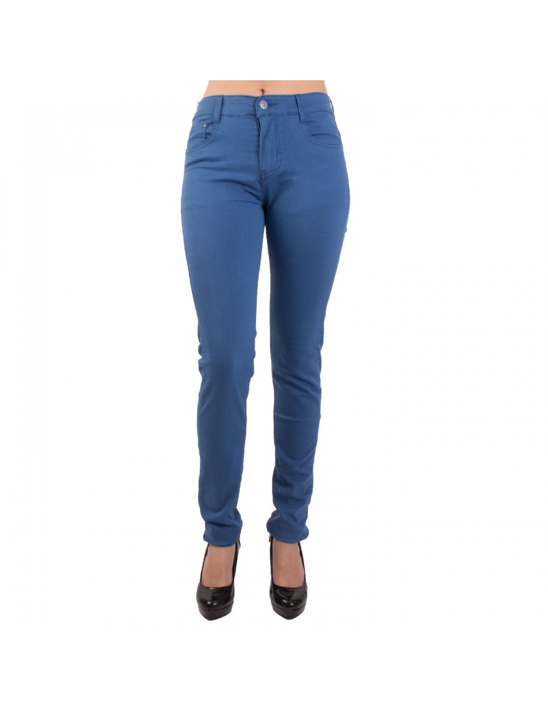 Jean femme coupe slim femme bleu roi taille haute 36-44