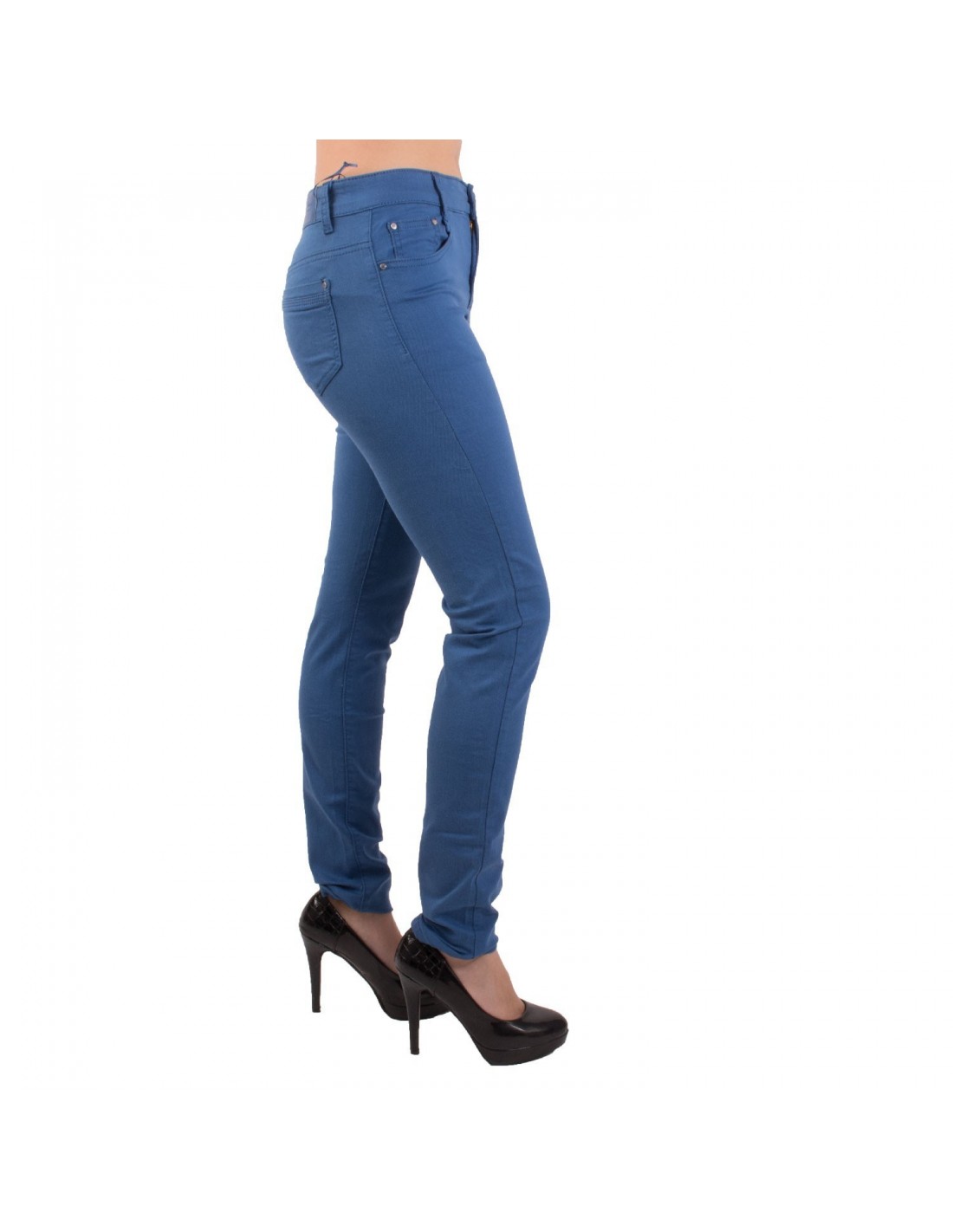 Jean femme coupe slim femme bleu roi taille haute 36-44