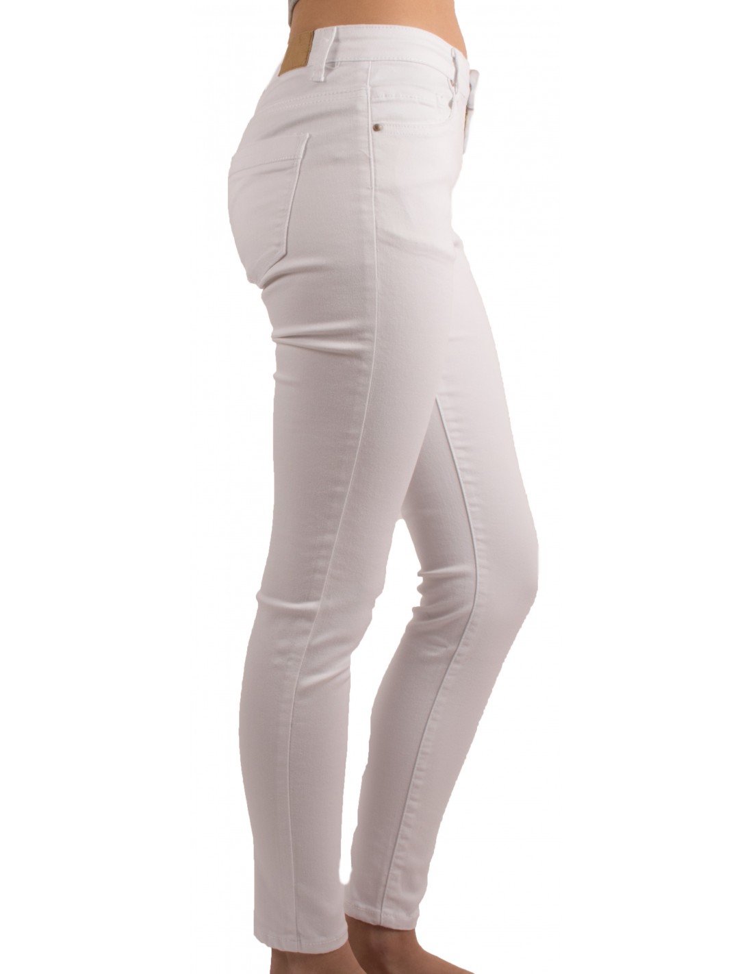 Jean femme stretch blanc taille haute coupe skinny - Jeaniful