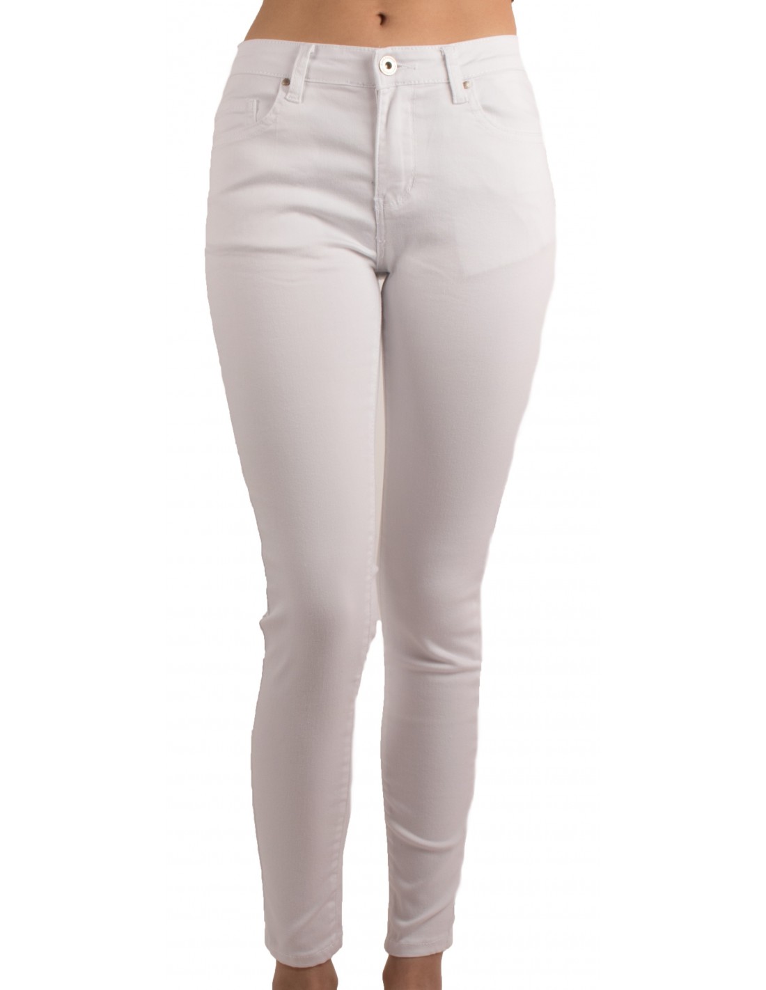 Jean femme stretch blanc taille haute coupe skinny - Jeaniful