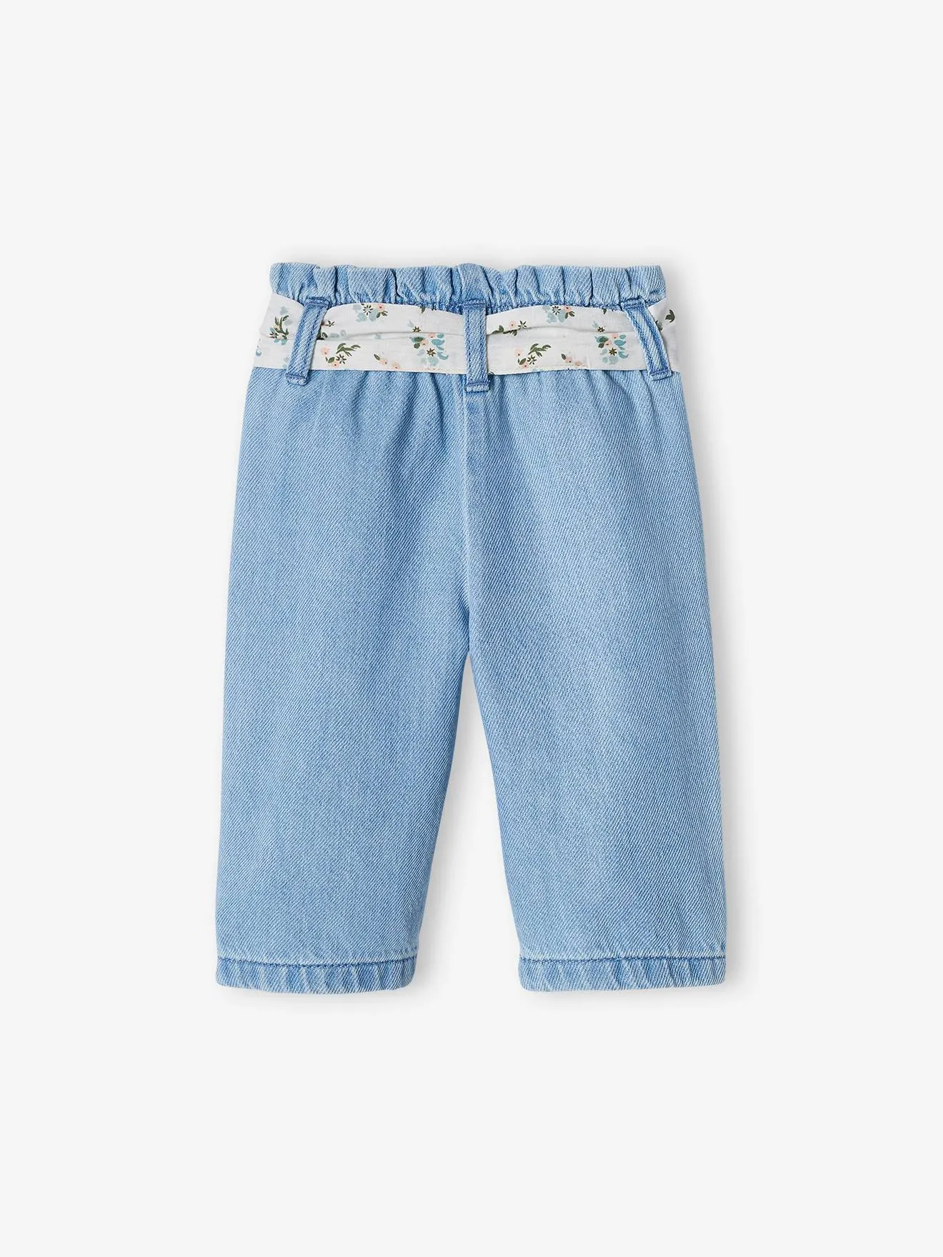 Jean large en denim bébé ceinture en tissu denim bleached - Vertbaudet