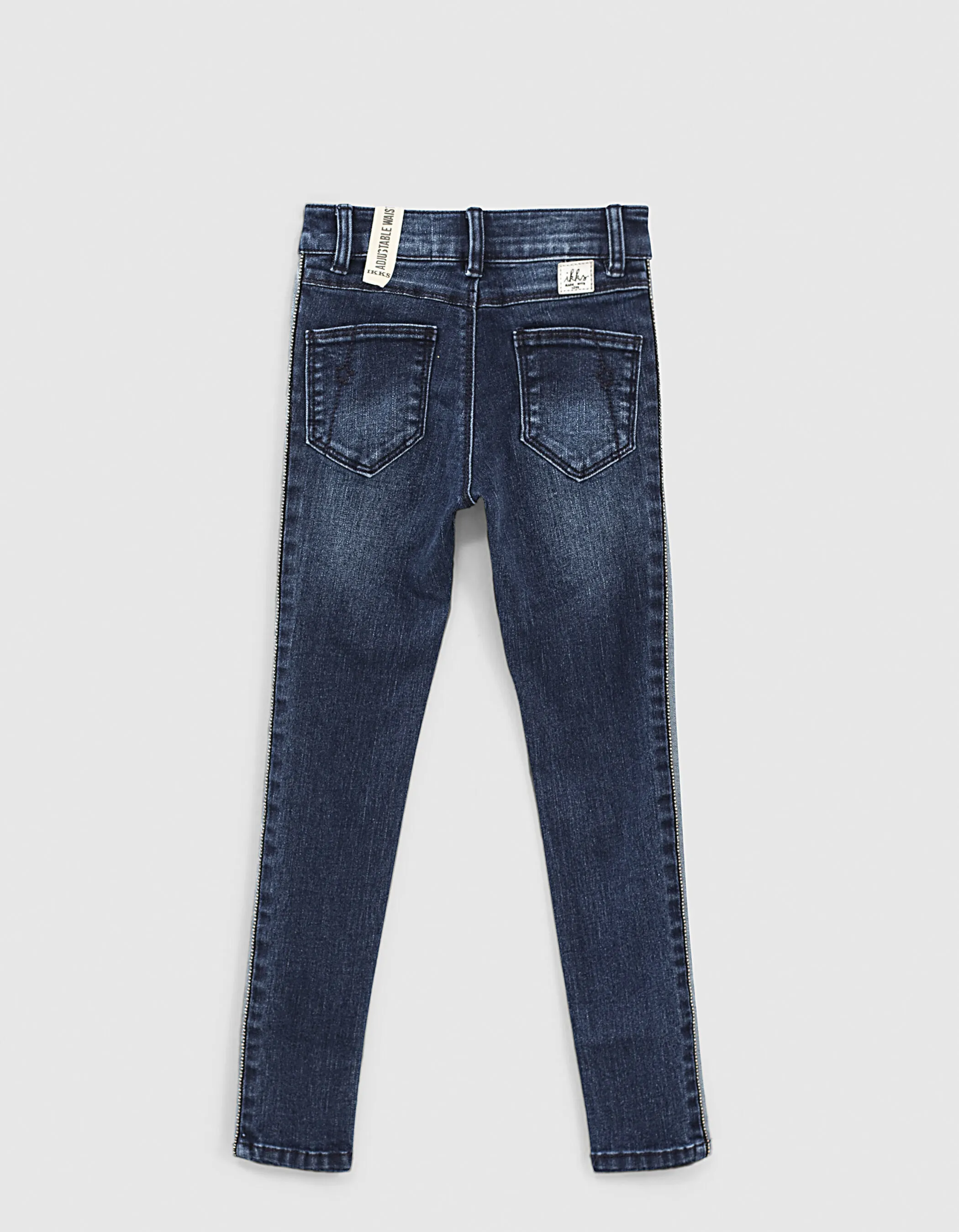 Jean skinny brut coton bio à bandes côtés fille