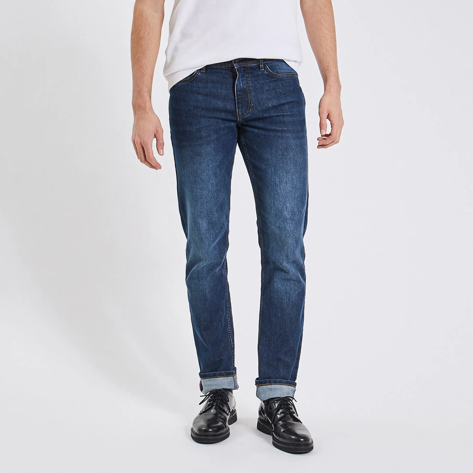 Jean straight en coton et polyester recyclés Bleu | Jules