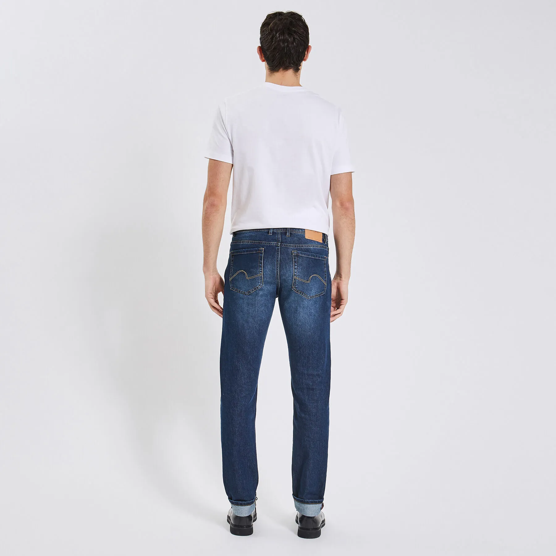 Jean straight en coton et polyester recyclés Bleu | Jules