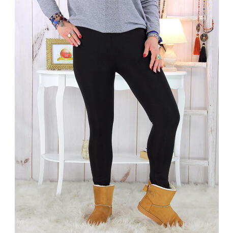 Leggings grande taille polaire lycra BERENICE Noir