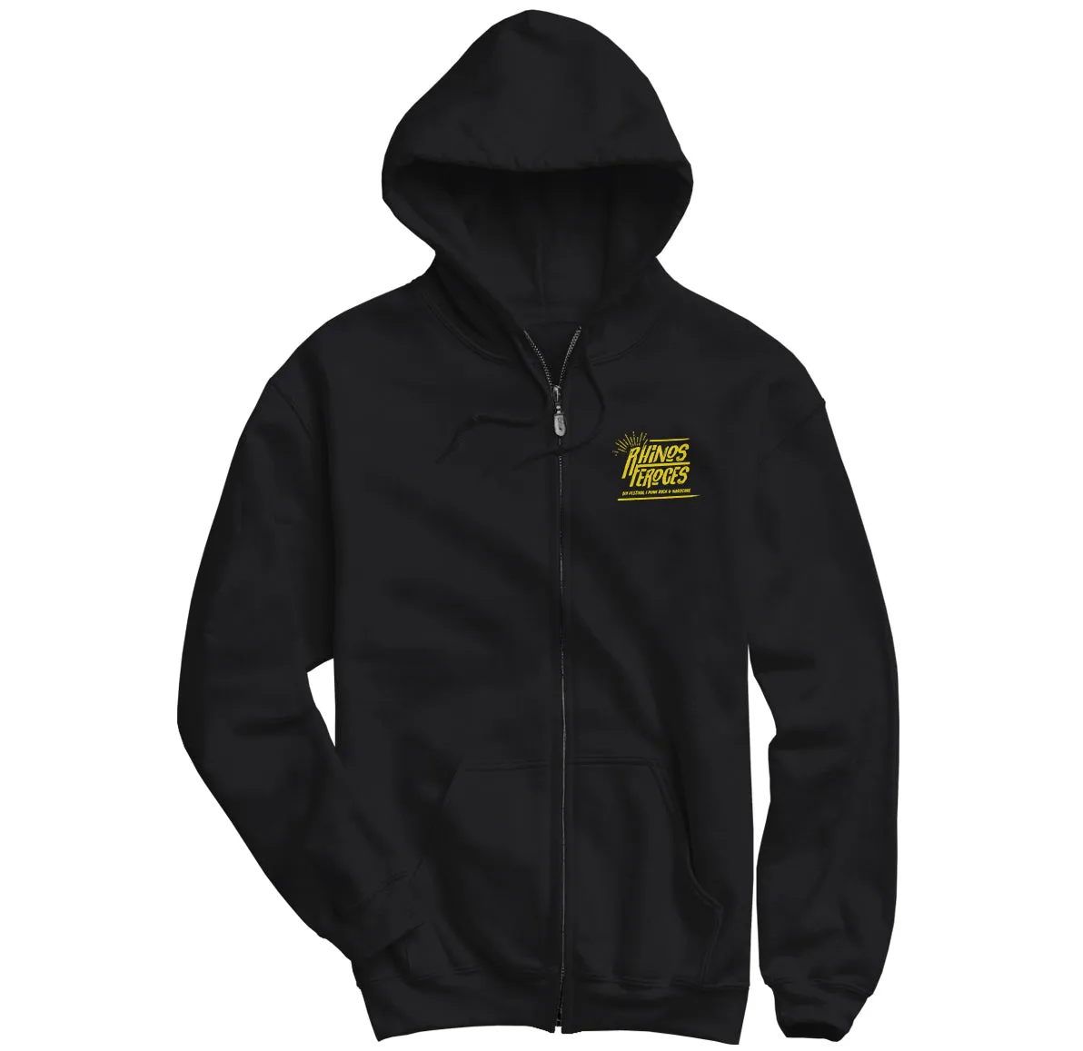 LES RHINO FEROCES - Hoodie Zippé Noir Pocket + back