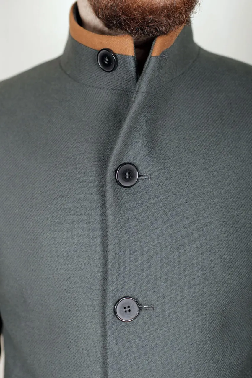 Manteau Col Officier Gris Foncé