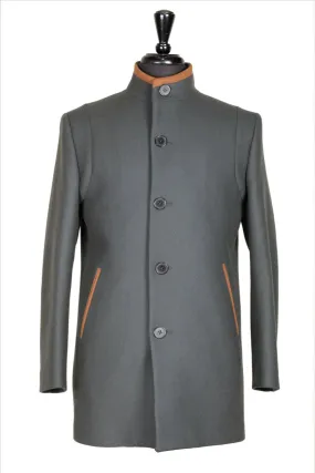 Manteau Col Officier Gris Foncé