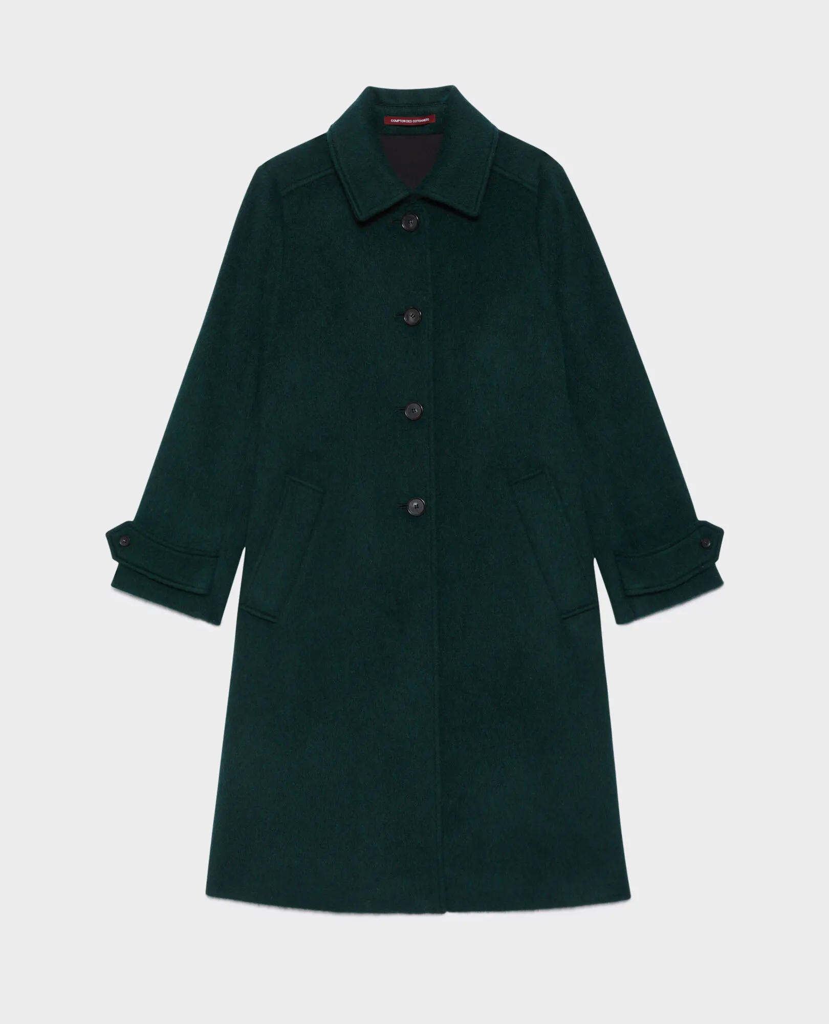 Manteau droit laine texturée